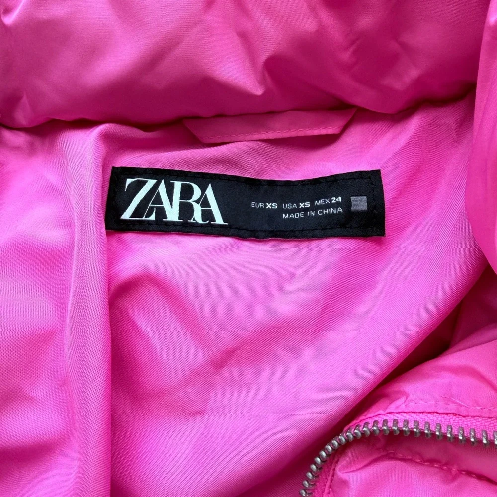 Zara Bubble Gum Pink Puffer Jacket XS Brand New NWOT 🩷 - Picture 2 of 5